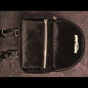Betsey Johnson Embossed Skull Velvet Backpack